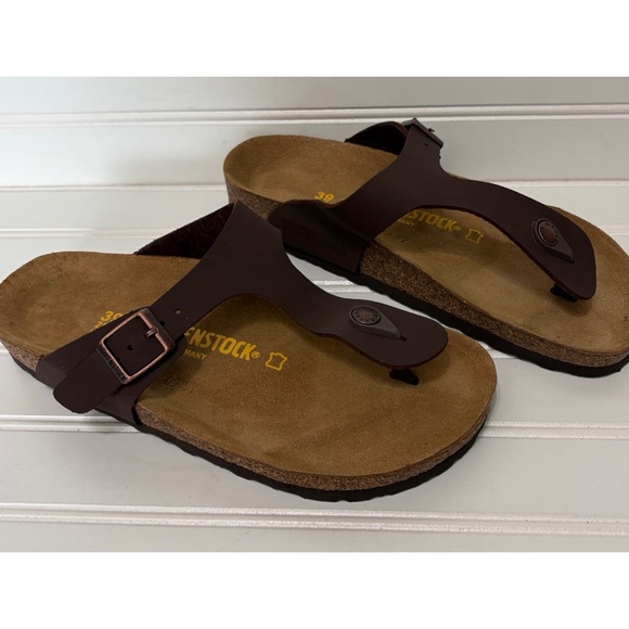 Birkenstock Shoes - BIRKENSTOCK Gizeh Brown Natural Leather Oiled Sandals Shoes Size 38 Womens 8 NEW